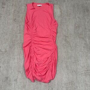 Athleta‎ Stella Dress Pink Ruched Sleeveless Midi Cotton Modal Stretch Small S